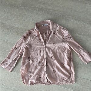 Zara Blush Eyelet Detail Top